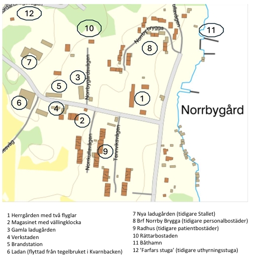 Karta över Norrbygårdsområdet idag